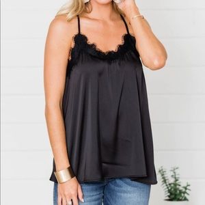 Pervious to my heart black lace tank